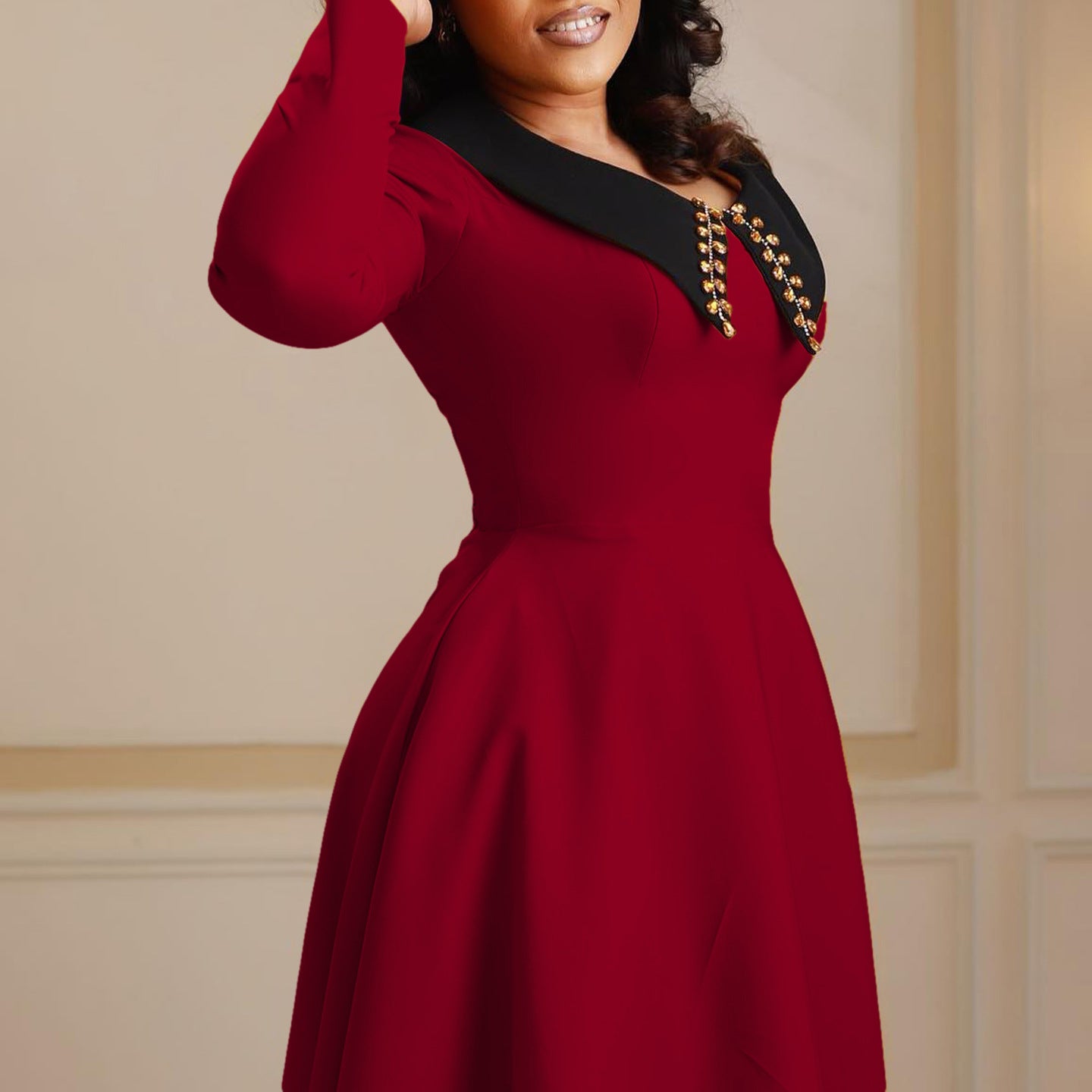 Women Dress Fashion Solid Color Women's Long Sleeve